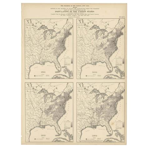 Pl. 16A Antique Chart of the US Population 1830-1840 by Walker, 1874 For Sale at 1stDibs | 1830 ...