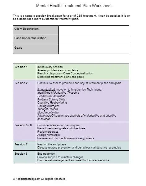 Mental Health Treatment Plan Worksheet | HappierTHERAPY