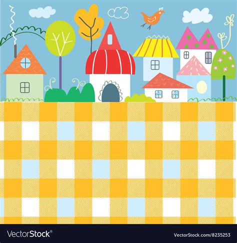 Background for kids with town and pattern - funny Vector Image