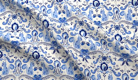 Blue and White Floral Fabric - Weaveron
