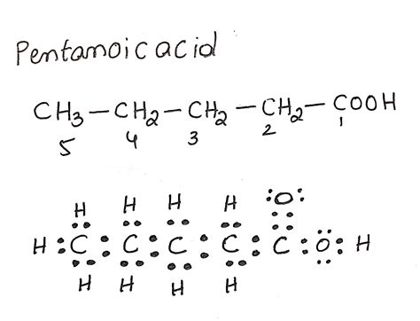 Pentanoic acid Draw a Lewis dot structure - Brainly.in