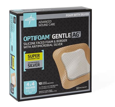 Optifoam Gentle Ag+ Silver Foam Dressing With Silicone Adhesive Face And Border & Super ...