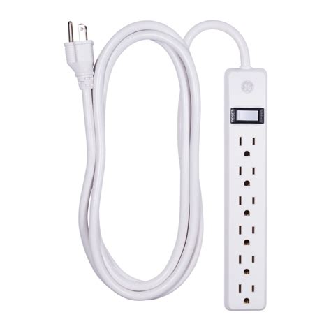 GE 6-Outlet Power Strip, Extra-Long 8ft. Cord, White, 14832 - Walmart ...