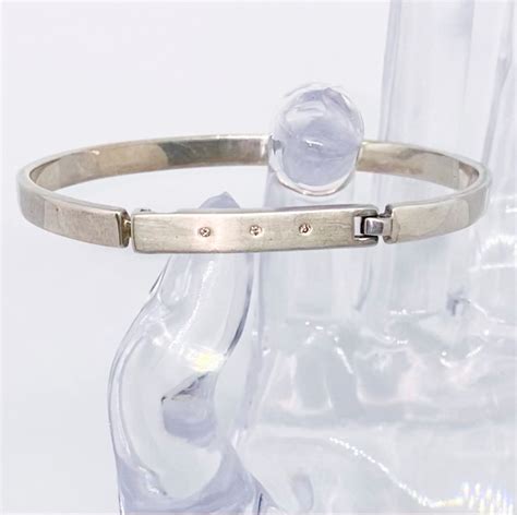 Sterling Silver Diamond Bangle - Etsy UK