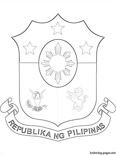 Philippines coat of arms coloring page | Coloring pages | Flag coloring ...