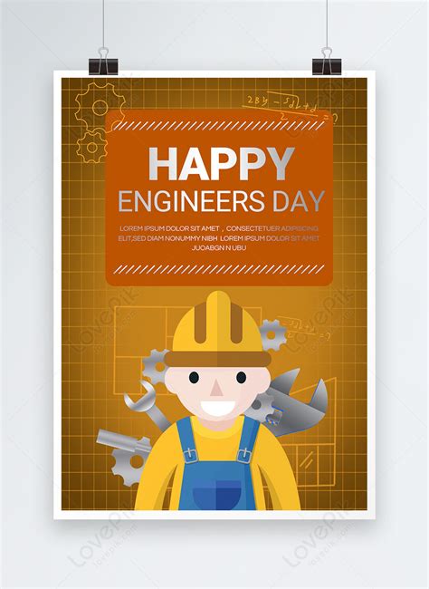 Orange minimalist gear engineers day promotion poster template image ...