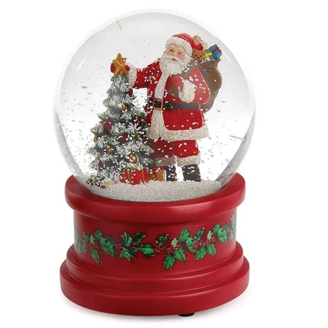 Fitzula's Gift Shop: Roman Santa with Christmas Tree Musical Snow Globe with Red Base