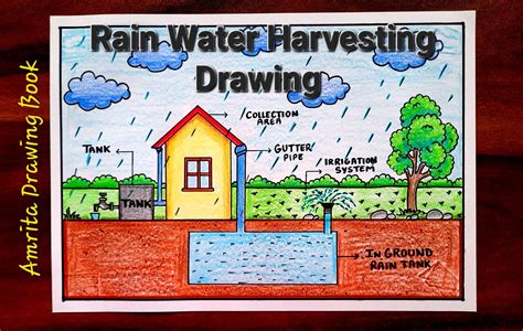 Rain Water Harvesting Diagram | Save Water Poster Drawing