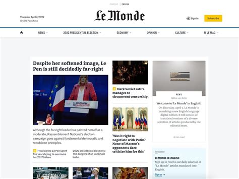 Le Monde Launches English Edition of Its News Website on Eve of French ...