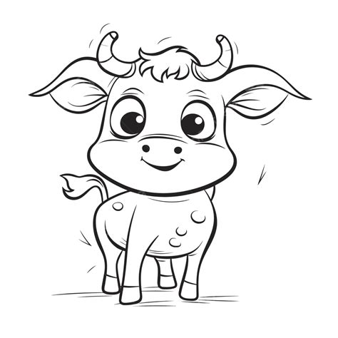 Cute Cow Coloring Page Outline Sketch Drawing Vector Cow Cartoon ...