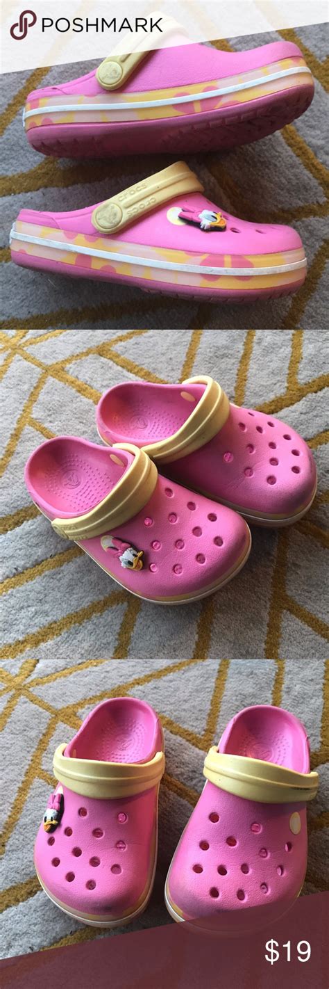 Pink & Yellow Crocs w/ a Free Daisy Duck Jibbitz | Yellow crocs, Pink yellow, Crocs