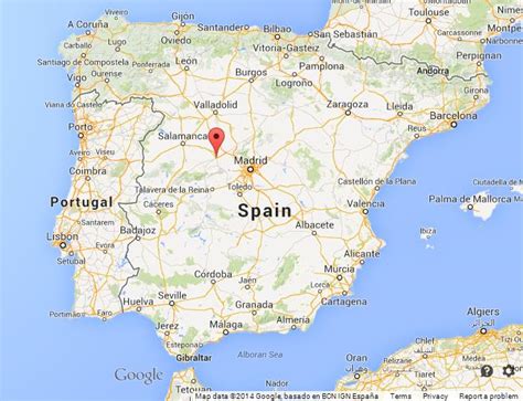 Avila on Map of Spain