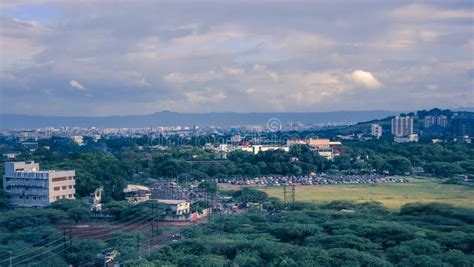 Pune Aerial Landscape View with Green Skyline City, Maharashtra, India ...