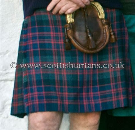 A handwoven kilt of MacDonald (Clan Donald) tartan dyes with traditional natural dyes: cochineal ...