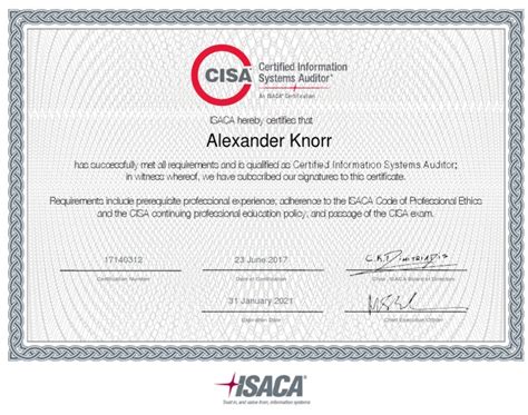 ISACA CISA Certificate | PDF