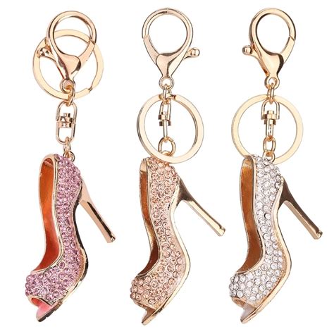 JAVRICK Bling High Heel Rhinestone Keychain Shoe Bag Car Pendant Charm Keyring-in Key Chains ...