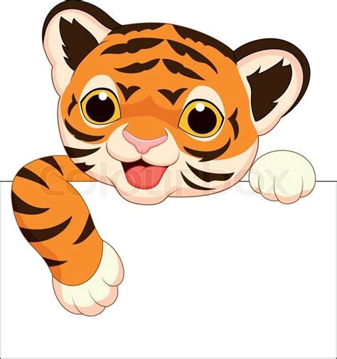 Cute Cartoon cheetah | ... vector of 'Vector illustration of Cute tiger cartoon with blank sign ...