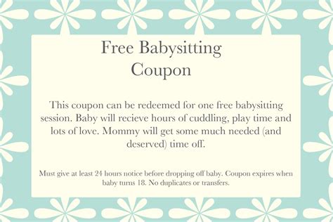 One Free Babysitting Coupon Template | HQ Printable Documents