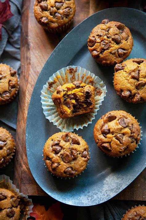 The BEST Pumpkin Chocolate Chip Muffins Recipe | Foodtasia