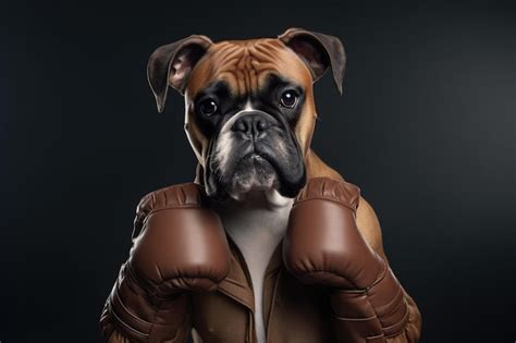 Premium Photo | A boxer dog in boxing gloves on a black background dog ...