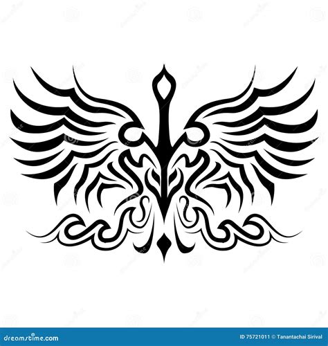 Bird tattoo silhouette stock vector. Illustration of arms - 75721011