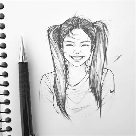 Nikki • on Instagram: “Jennie is always fun to sketch 🥰 #blackpink #blackpinkfanart #fanart # ...