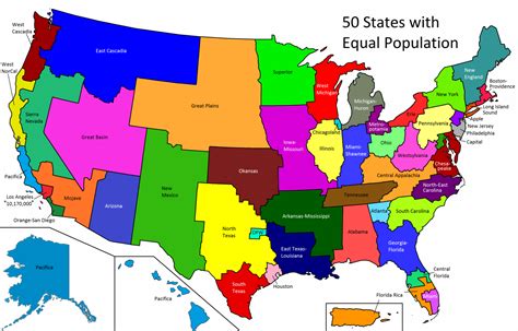 mapsontheweb: “50 US states with equal population. ” | U.s. states, Germany map, 50 states