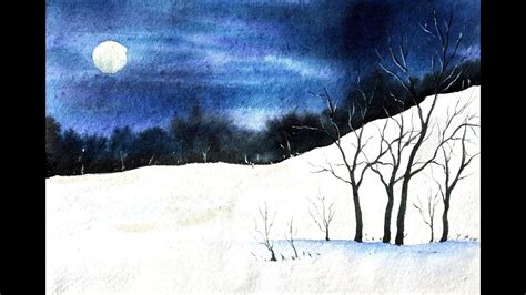 Snowy Landscape with Watercolor - Paint with David - YouTube