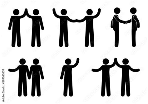 Stockvector handshake icon, stick figure man, people hold hands, human silhouette, stickman ...