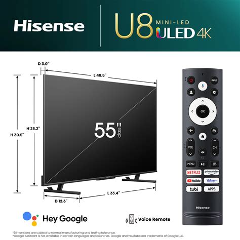 Hisense 55" U8 Series Mini-LED ULED 4K Google TV (55U8K)