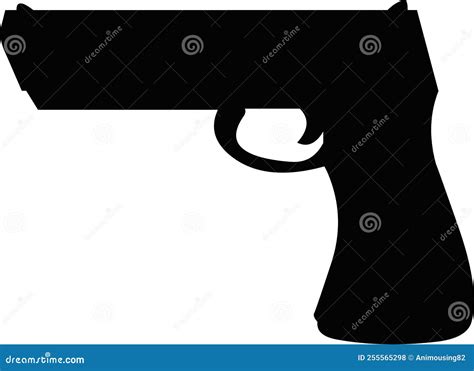 Vector Black Silhouette Pistol Icon Stock Vector - Illustration of ...