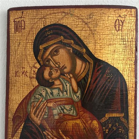 Byzantine icon, orthodox icon, Holly Virgin Mary with baby Jesus,Greek icon, vintage original ...