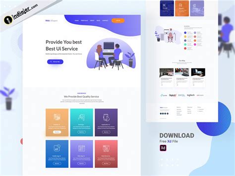 UI Designing Services Website Template in Adobe XD - Indiater