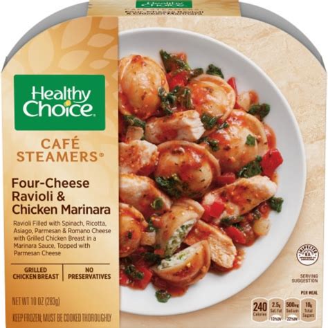 Healthy Choice Cafe Steamers Four Cheese Ravioli & Chicken Marinara Frozen Meal, 10 oz - Pick ‘n ...