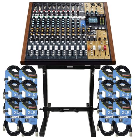 Tascam Model 16 Mixer – (12) XLR Cables – Rockville RXS20 Stand | ProSoundGear