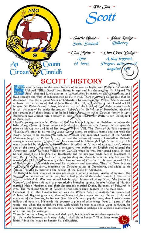 Scott Scottish Clan History - Etsy