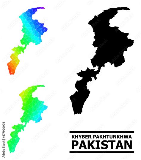 Vector low-poly spectral colored map of Khyber Pakhtunkhwa Province ...