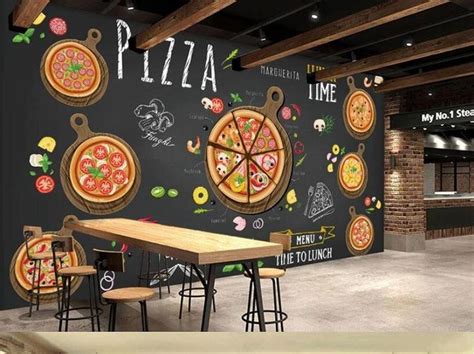 Hand-drawn Pizza Design Wallpaper Mural Perfect for Business | Pizzeria design, Western ...