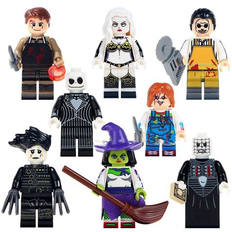 8pcs Chucky Jack Skellington Green Witch Halloween Lego Minifigure Toy Lego Minifigure Toy