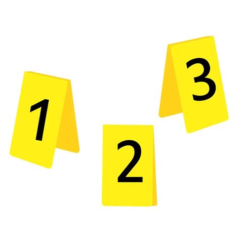 Raster Illustration Set Three Yellow Marker Crime Scene Numbers ...