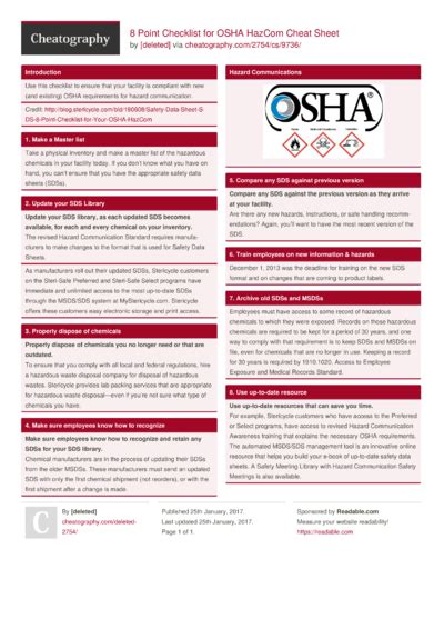 6 Osha Cheat Sheets - Cheatography.com: Cheat Sheets For Every Occasion