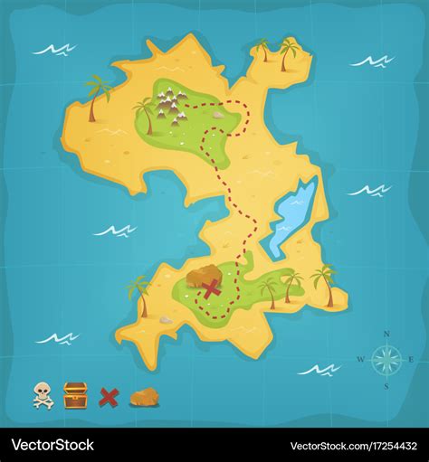 Treasure island and pirate map Royalty Free Vector Image