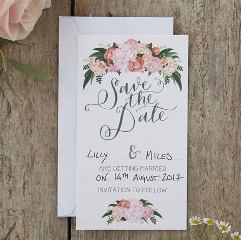 boho floral save the date wedding cards by ginger ray | notonthehighstreet.com