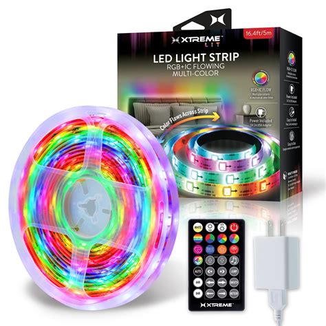 Xtreme Lit 16.4ft RGB Flow Multi-Color Indoor LED Light Strip, Remote ...