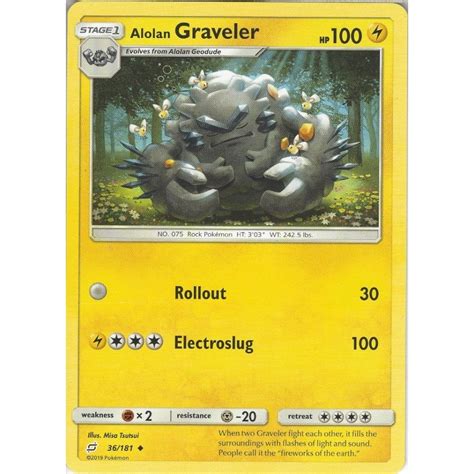 Pokemon Trading Card Game Alolan Graveler - 36/181 - Uncommon Card - SM09 Team Up - Trading Card ...