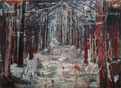 Real art described in fiction. — Varus by Anselm Kiefer (1976) described in A Man...