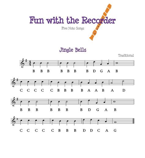 Jingle Bells | Recorder songs, Recorder music, Recorder sheet music