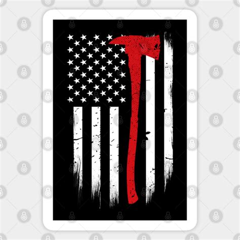 Firefighter Axe Thin Red Line American Flag - Firefighter Gift ...