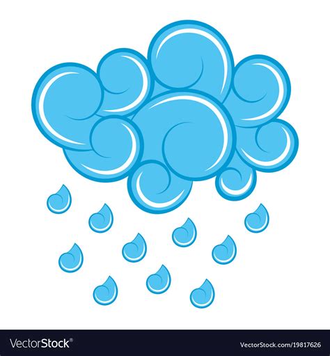 Blue cloud rain drops atmosphere cartoon image Vector Image