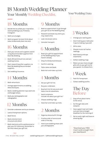 18 months to go, wedding checklist by The Wedding Shop - Issuu